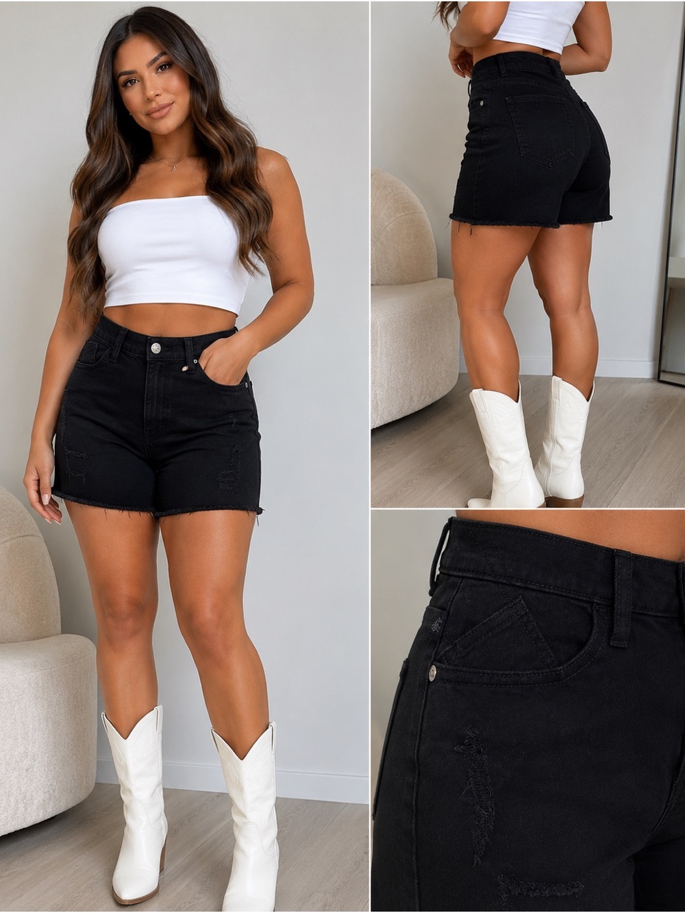 Rock & Republic Black High-Rise Denim Shorts